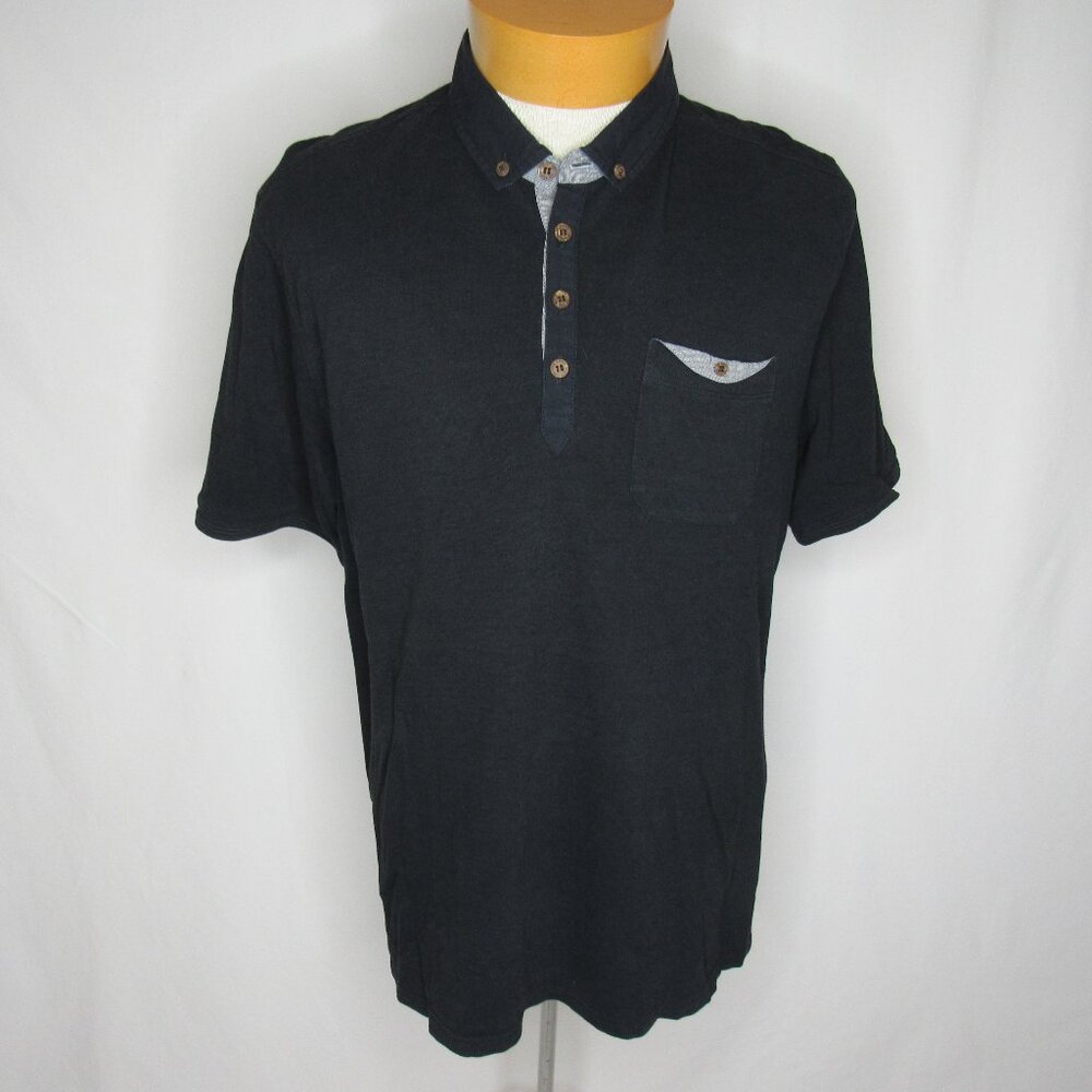 Ted Baker London NORSKEP Black Short Sleeve Textured Polo Shirt Men's 6 US XXL